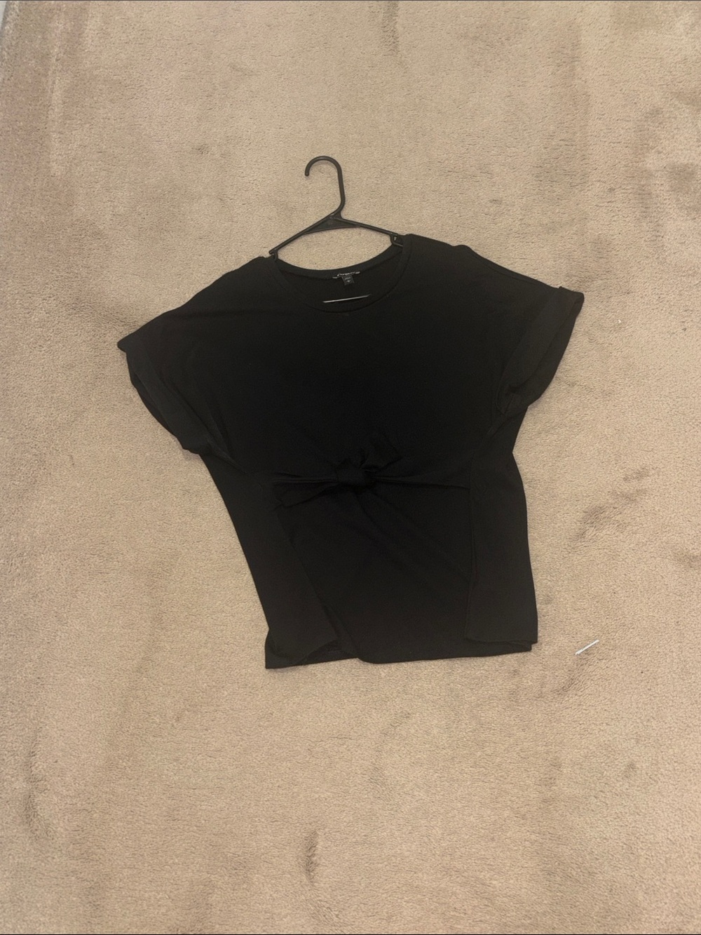 Express Black Short Sleeve Knot-Front Tee
